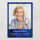 Moderne Funeral Photo Order of Service Blue Marble Programmakaart (Voorkant)