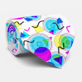 Moderne Funky 80s Memphis Geometric Pattern Stropdas (Opgerold)