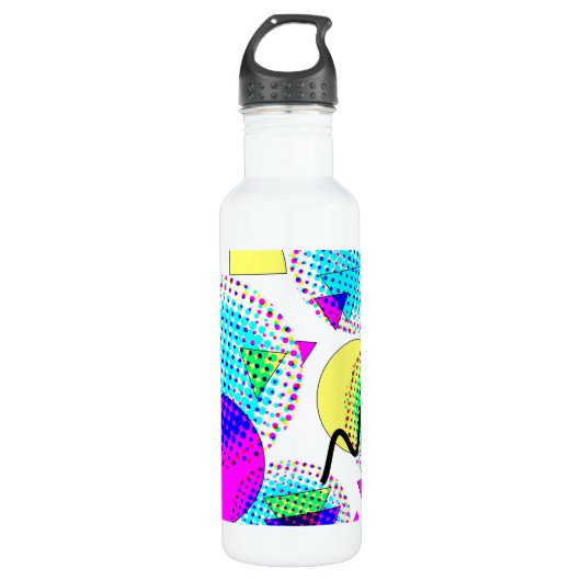 Moderne Funky 80s Memphis Geometric Pattern Waterfles (Voorkant)