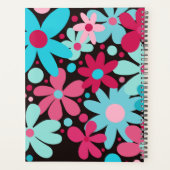 Moderne, funky, blauwe, roze bloemen. planner (Achterkant)