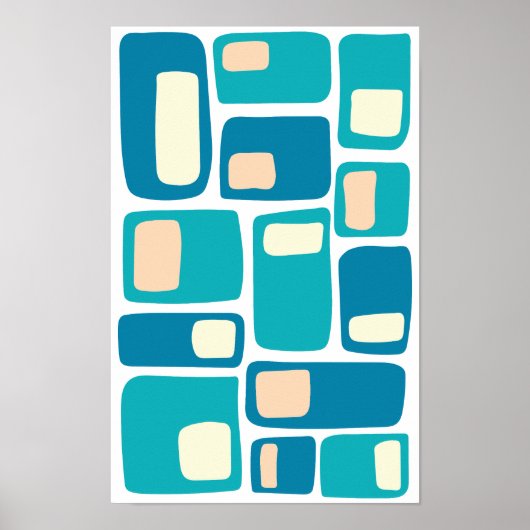 Moderne funky geometrische vormen uit het midden v poster (Voorkant)