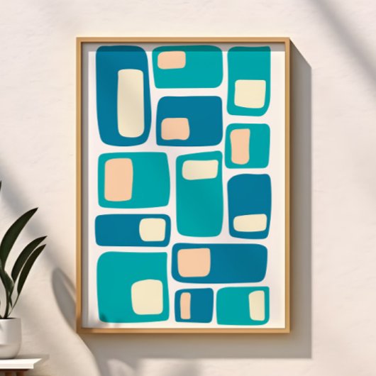 Moderne funky geometrische vormen uit het midden v poster