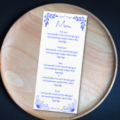 Moderne funky grillige blauwe hand getrokken boog menu