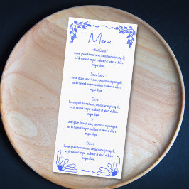 Moderne funky grillige blauwe hand getrokken boog menu