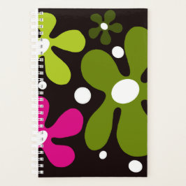 Moderne, funky groene & roze bloemen planner