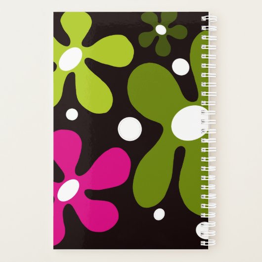 Moderne, funky groene & roze bloemen planner (Achterkant)