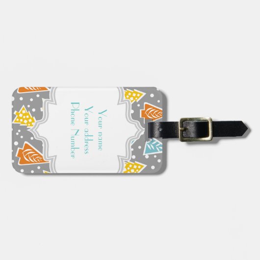 Moderne, funky kerstbomen patroon, monogram bagagelabel (Voorkant horizontaal)