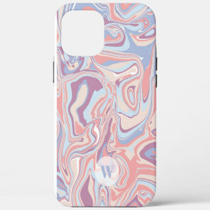Moderne Funky Marmer Pastel Paarse Monogram iPhone 12 Pro Max Hoesje