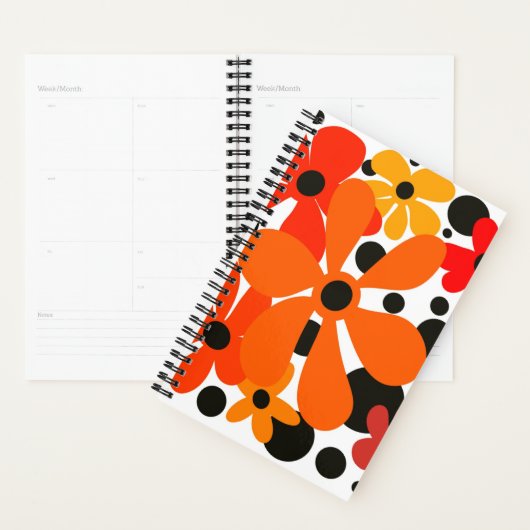 Moderne, funky, oranje & gele bloemen planner (Display)