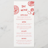 Moderne Funky Retro Bold Red Wedding Menu (Voorkant)