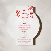 Moderne Funky Retro Bold Red Wedding Menu