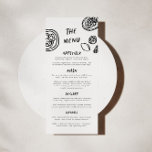 Moderne Funky Retro bruiloft Menu<br><div class="desc">Ons unieke handgetekende huwelijksmenu is echt *chefs kus*. Dit ontwerp heeft een leuke en eclectische typografie die het natuurlijke handschrift imiteert,  met op maat gemaakte illustraties,  perfect om uw receptie en diner te vertegenwoordigen.</div>