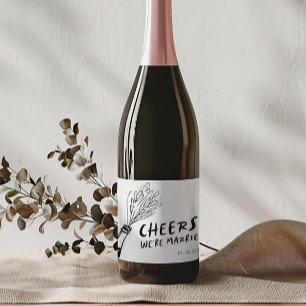 Moderne Funky Retro bruiloft Sparkling Wijnetiket