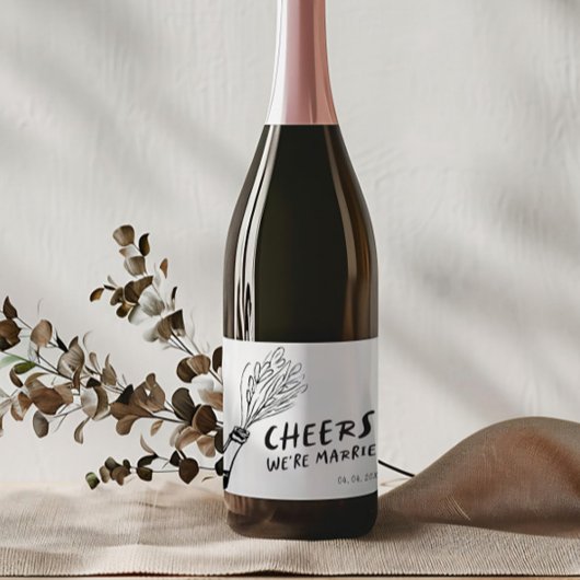 Moderne Funky Retro bruiloft Sparkling Wijnetiket