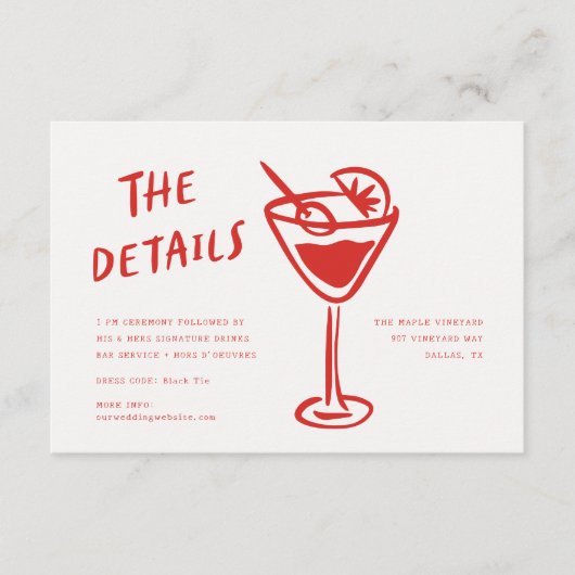 Moderne Funky Retro QR Code Trouwdetail Informatiekaartje (Voorkant)