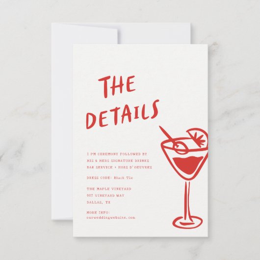 Moderne Funky Retro QR Code Trouwdetail Notitiekaartje (Voorkant)