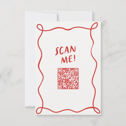 Moderne Funky Retro QR Code Trouwdetail Notitiekaartje (Achterkant)