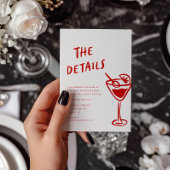 Moderne Funky Retro QR Code Trouwdetail Notitiekaartje