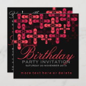 Moderne Funky Stylish Party Birthday Invitations Kaart (Voorkant / Achterkant)