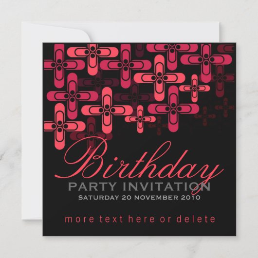Moderne Funky Stylish Party Birthday Invitations Kaart (Voorkant)