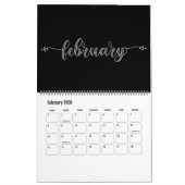 Moderne Funky zwart-witte kalender (Feb 2026)