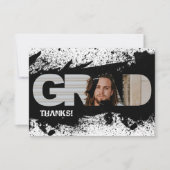 Moderne Funky Zwarte Splat GRAD Foto Bedankkaart Kaart (Voorkant)
