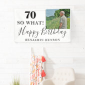 Moderne Funny 70, wat 70e verjaardag foto Spandoek (Insitu)