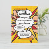 Moderne Funny Comic Book Pop Art Foto Bruiloft Kaart (Staand voorkant)