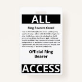 Moderne Funny Custom Foto Ring Bearer ID Security Badge (Achterkant)
