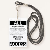 Moderne Funny Custom Foto Ring Bearer ID Security Badge (Achterkant met draagriem)