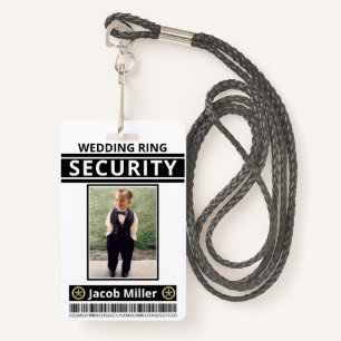 Moderne Funny Custom Foto Ring Bearer ID Security Badge