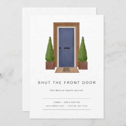 Moderne Funny Moving kondiging met voordeur Kaart (Voorkant / Achterkant)