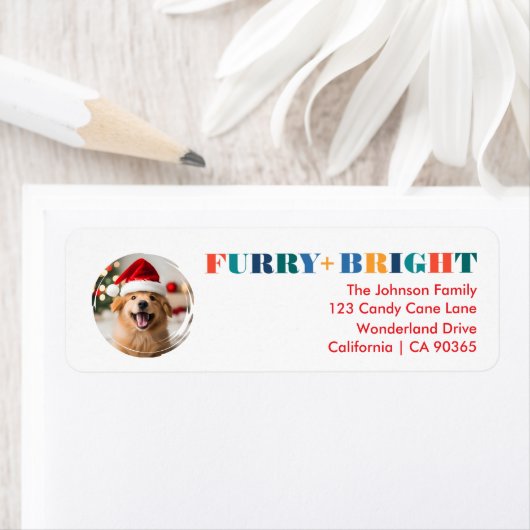 Moderne Furry & heldere multi-gekleurde tekstfoto Etiket (Insitu)