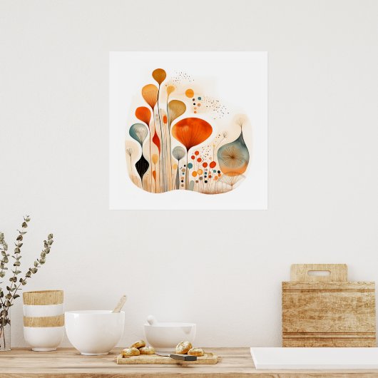 Moderne fusie-waterverf abstract poster (Keuken)