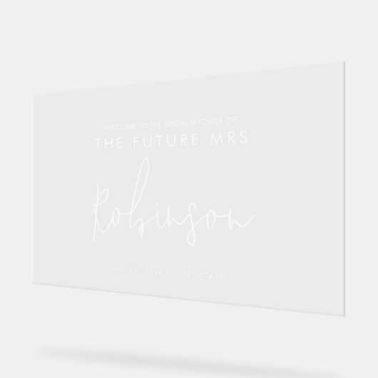 Moderne FUTURE MEVROUW Bruidsfeest Verwelkoming Wi Acryl Bord (Hoek)