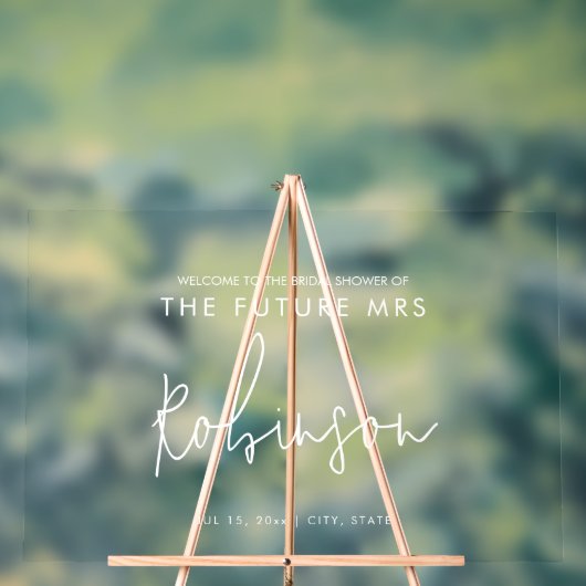 Moderne FUTURE MRS Bruidsmeisjes Borrel Welkom Wit Acryl Bord (Neutraal)