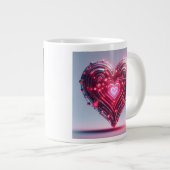Moderne futuristische gloeiende roze hart grote koffiekop (Voorkant rechts)