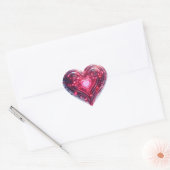 Moderne futuristische gloeiende roze hart hart sticker (Envelop)
