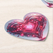 Moderne futuristische gloeiende roze hart kartonnen onderzetters (Gekanteld)