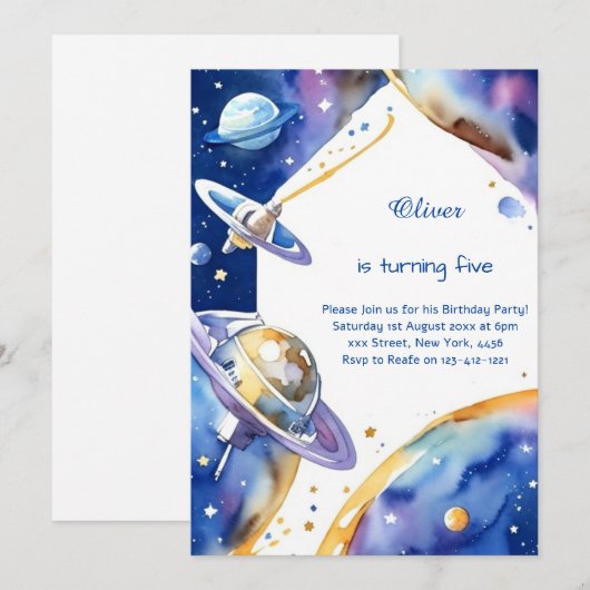 Moderne Galaxy Astro Adventure Verjaardag Kaart (Voorkant / Achterkant)