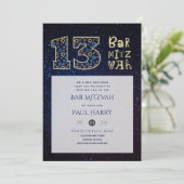 Moderne galaxy Blue BAR MITZVAH-uitvindingen Kaart (Staand voorkant)
