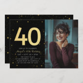 Moderne Galaxy Foto Zwart Goud 40e Verjaardagsfees Kaart (Voorkant / Achterkant)