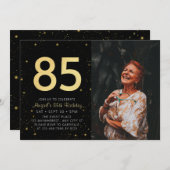 Moderne Galaxy Foto Zwart Goud 85e Verjaardagsfees Kaart (Voorkant / Achterkant)