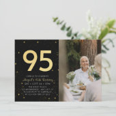 Moderne Galaxy Foto Zwart Goud 95e Verjaardagsfees Kaart (Staand voorkant)