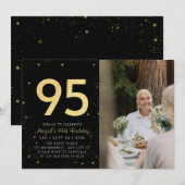 Moderne Galaxy Foto Zwart Goud 95e Verjaardagsfees Kaart (Voorkant / Achterkant)