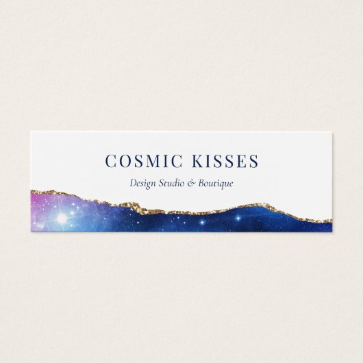 Moderne Galaxy Kleurrijke Sterren Gouden Logo Sier Mini Visitekaartjes (Voorkant)