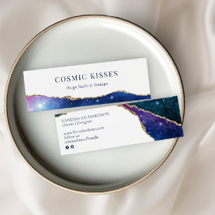 Moderne Galaxy Kleurrijke Sterren Gouden Logo Sier Mini Visitekaartjes