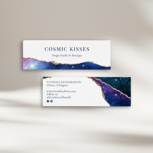 Moderne Galaxy Kleurrijke Sterren Gouden Logo Sier Mini Visitekaartjes