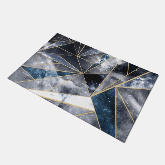 Moderne galaxy Nebula Geometric Gold Triangles Deurmat (Schuin)