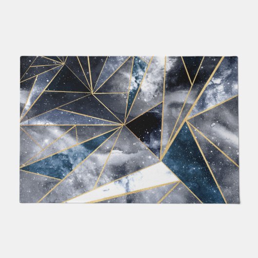 Moderne galaxy Nebula Geometric Gold Triangles Deurmat (Voorkant)